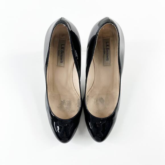L.K. Bennett Patent Stilletto Pump Heels Black 39 / 9 - Picture 7 of 11